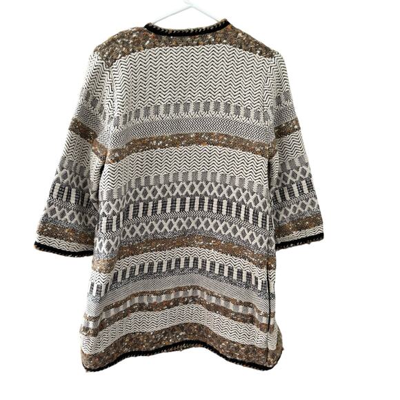 Chico's Elenore Textured Open Front Cardigan 3/4 Sleeves Neutral Artisanal - Picture 9 of 9